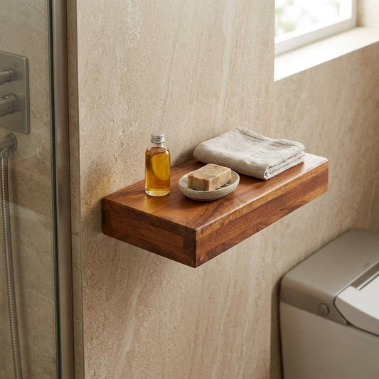 12" Brown Solid Wood Wall Mounted Floating Shelf HomeRoots