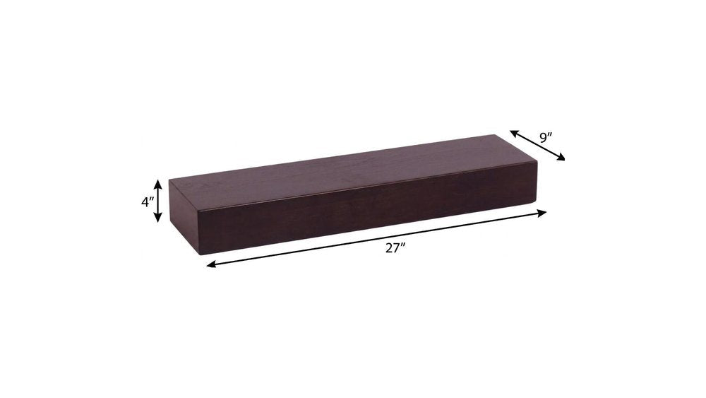 12" Espresso Solid Wood Wall Mounted Floating Shelf HomeRoots