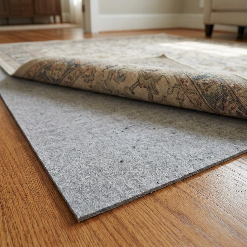 6' Round Gray And Black Non Slip Rug Pad — view 6
