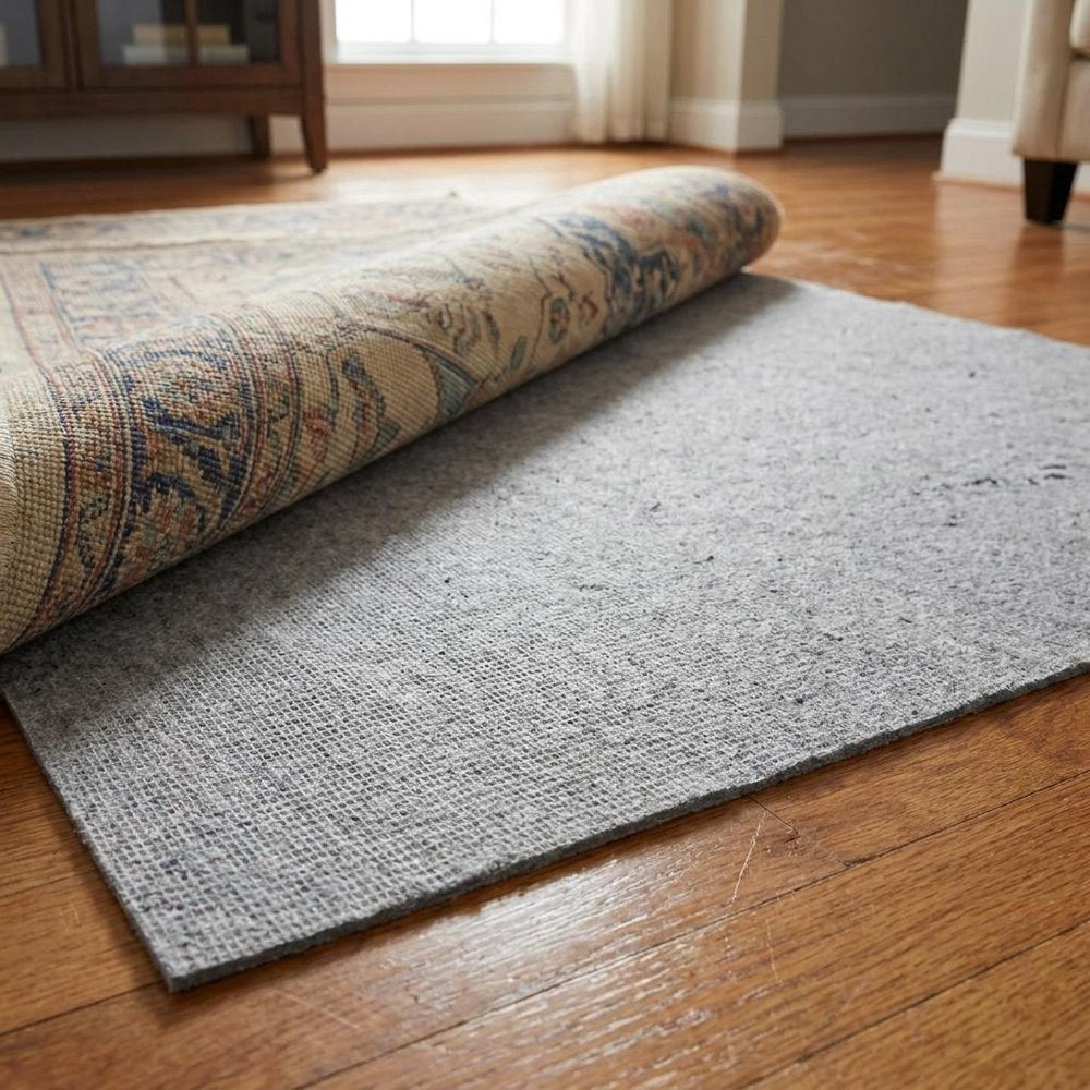 8' Round Gray And Black Non Slip Rug Pad HomeRoots