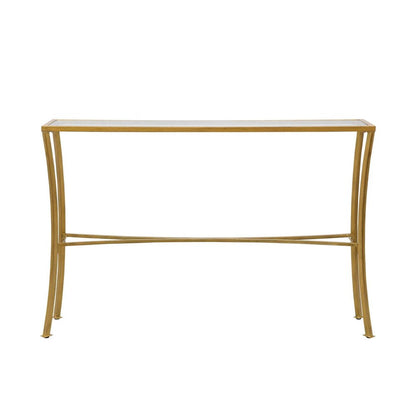 48" Clear and Antiqued Gold Glass and Iron Console Table HomeRoots
