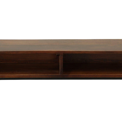 42" Chestnut and Black Solid Wood and Iron Console Table With Shelf HomeRoots