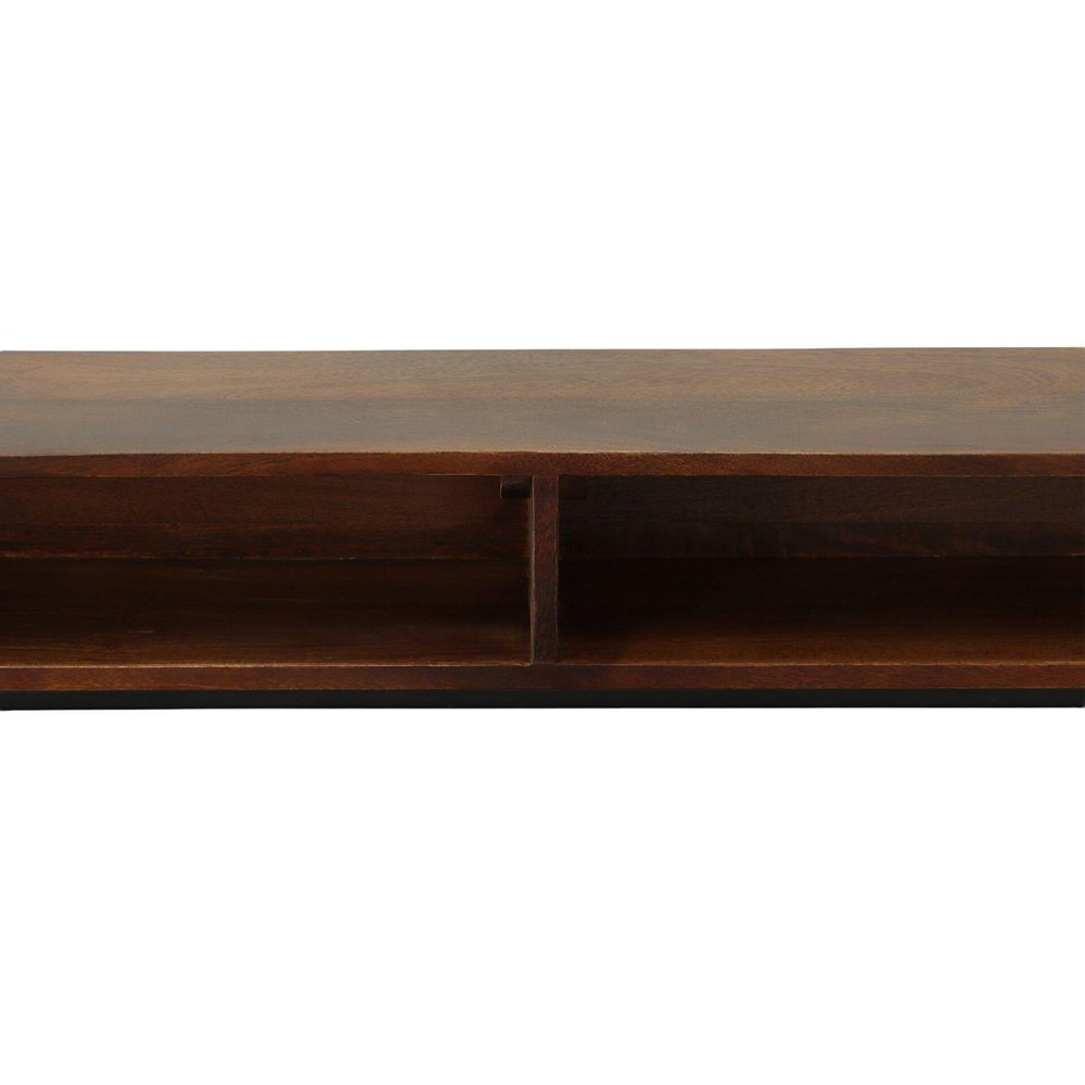 42" Chestnut and Black Solid Wood and Iron Console Table With Shelf — view 4