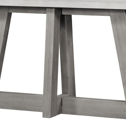 57" White and Gray Concrete and Solid Wood Trestle Console Table HomeRoots
