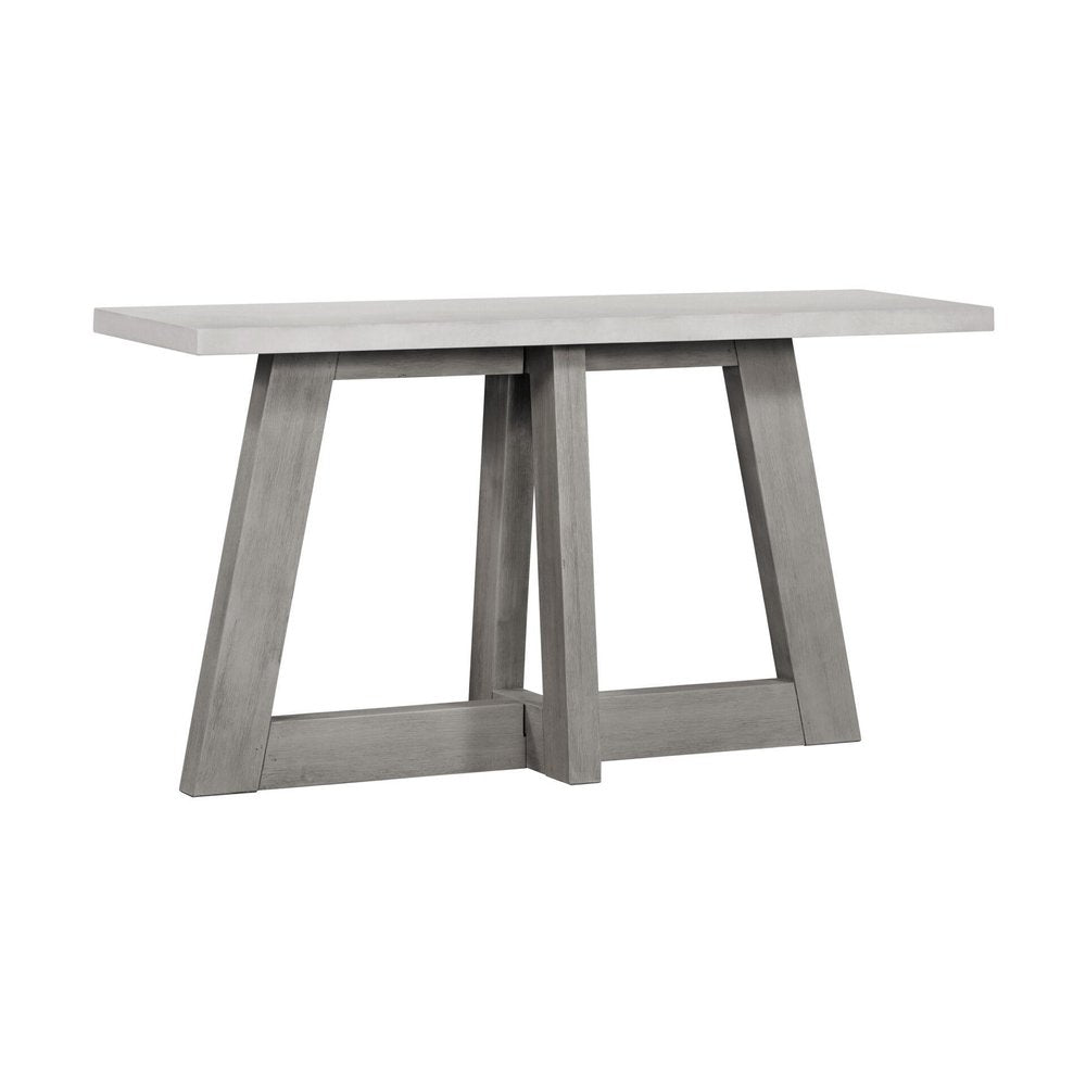 57" White and Gray Concrete and Solid Wood Trestle Console Table — view 1