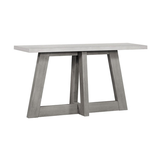 57" White and Gray Concrete and Solid Wood Trestle Console Table