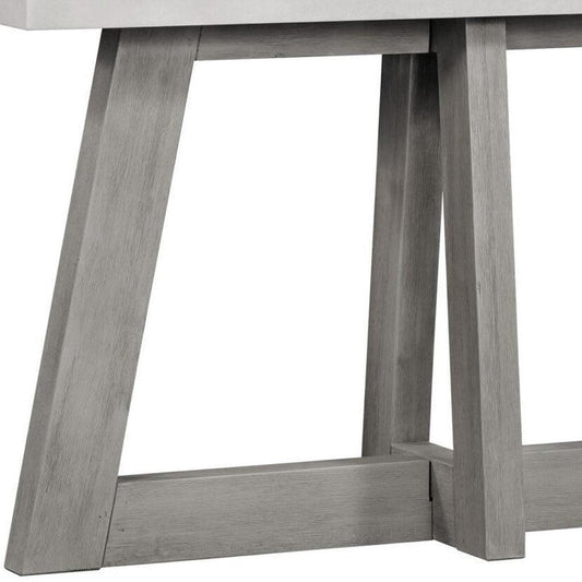 57" White and Gray Concrete and Solid Wood Trestle Console Table