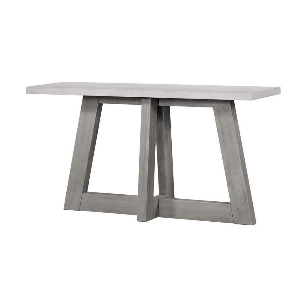 57" White and Gray Concrete and Solid Wood Trestle Console Table HomeRoots