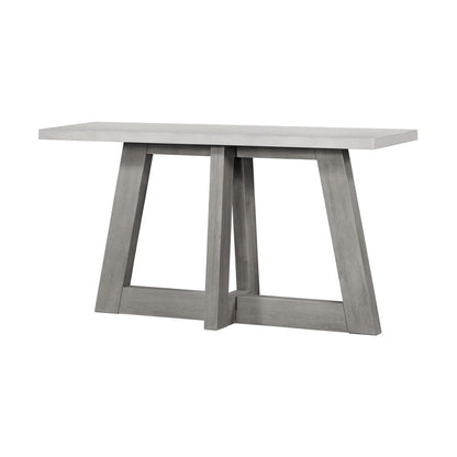 57" White and Gray Concrete and Solid Wood Trestle Console Table HomeRoots