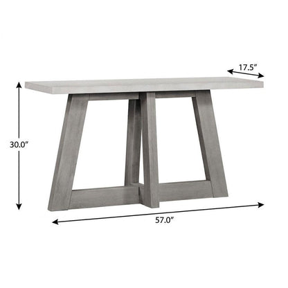 57" White and Gray Concrete and Solid Wood Trestle Console Table HomeRoots