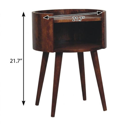 22" Chestnut Solid Wood Round Nightstand