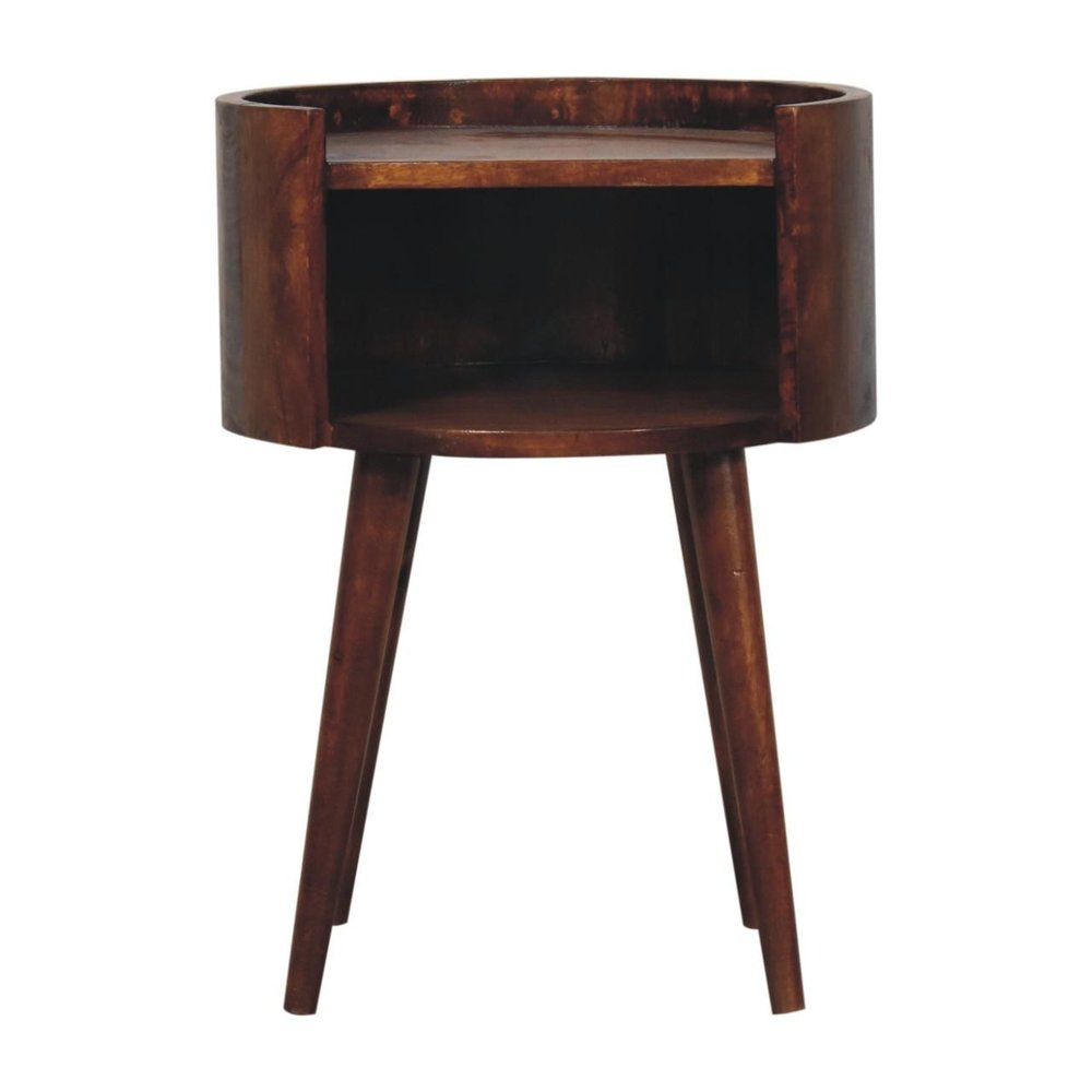 22" Chestnut Solid Wood Round Nightstand