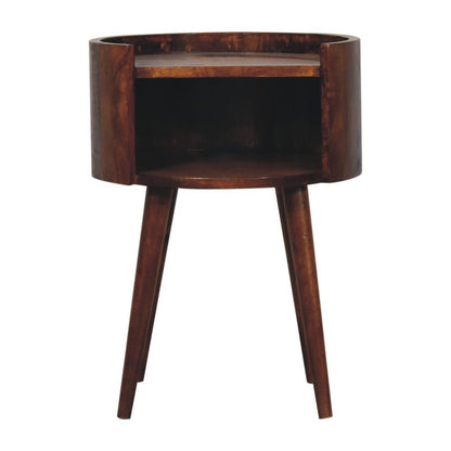 22" Chestnut Solid Wood Round Nightstand HomeRoots