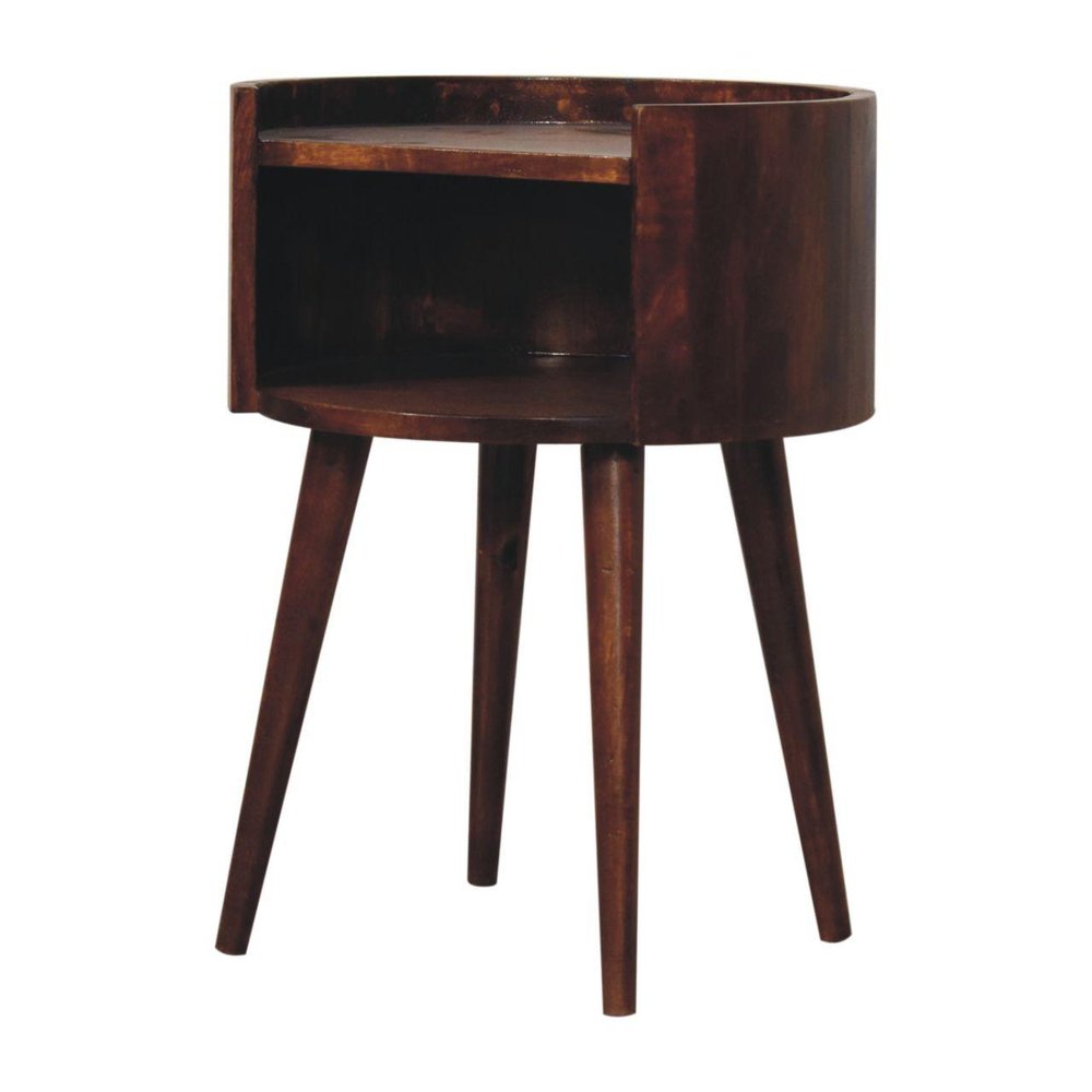22" Chestnut Solid Wood Round Nightstand