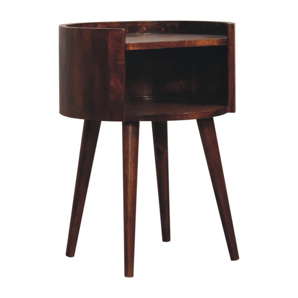 22" Chestnut Solid Wood Round Nightstand — view 5
