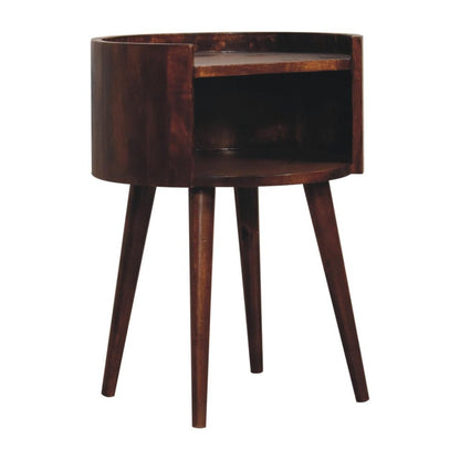 22" Chestnut Solid Wood Round Nightstand HomeRoots