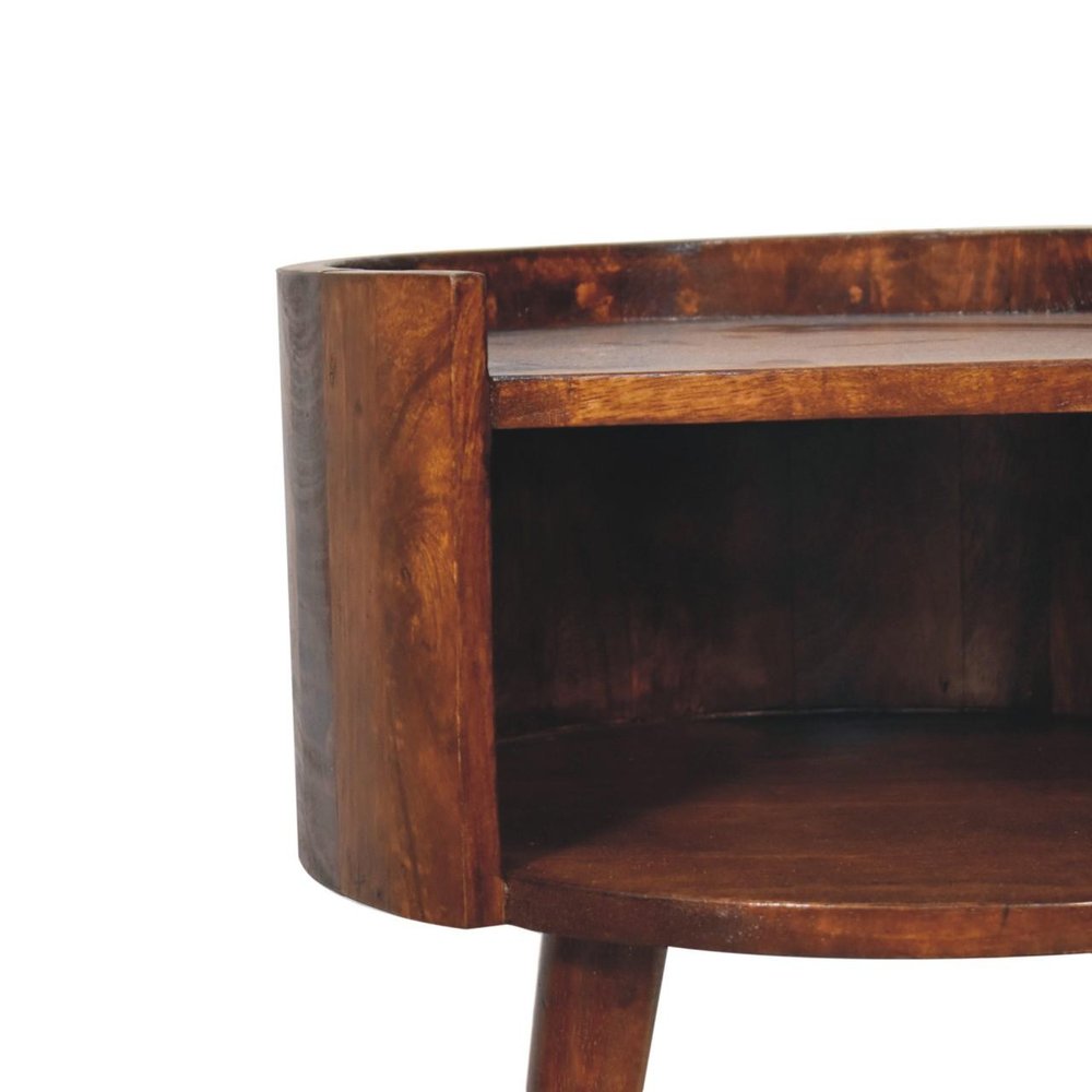 22" Chestnut Solid Wood Round Nightstand HomeRoots