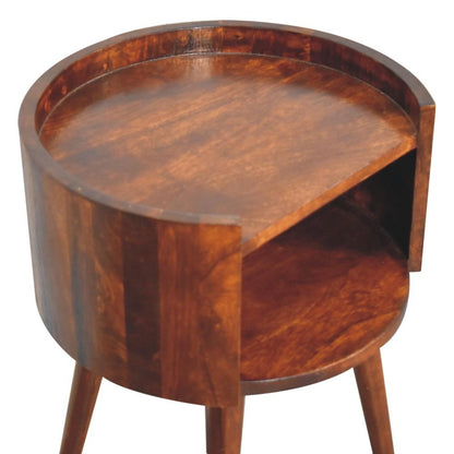 22" Chestnut Solid Wood Round Nightstand