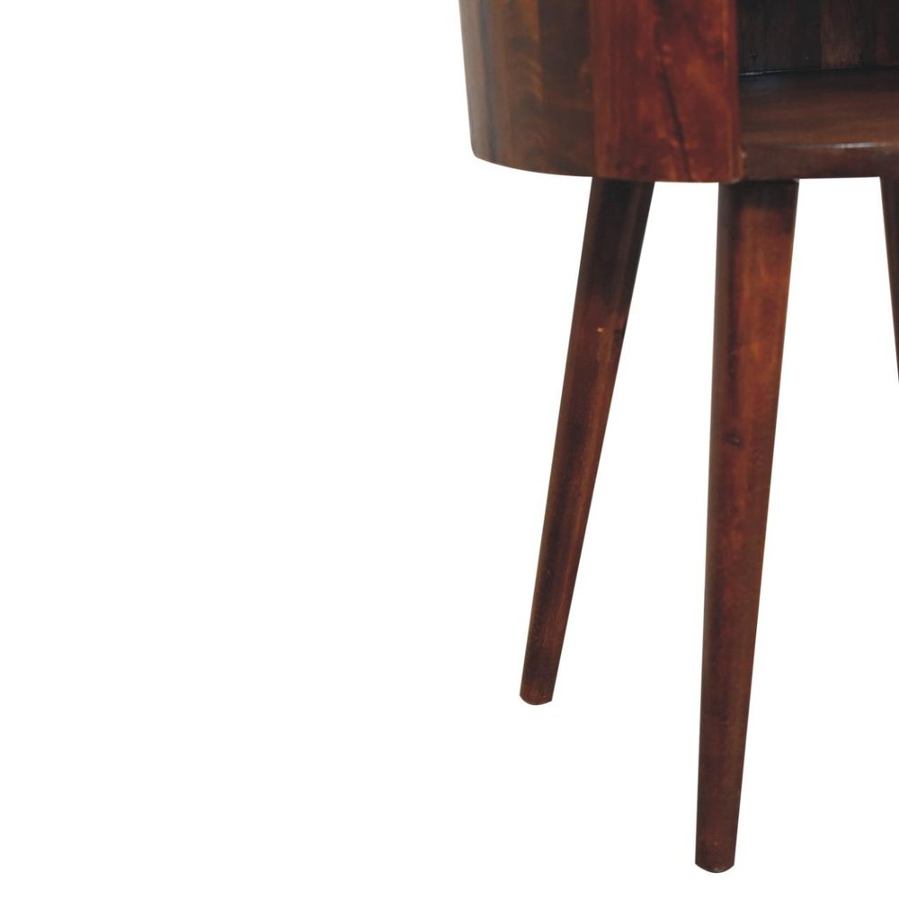 22" Chestnut Solid Wood Round Nightstand