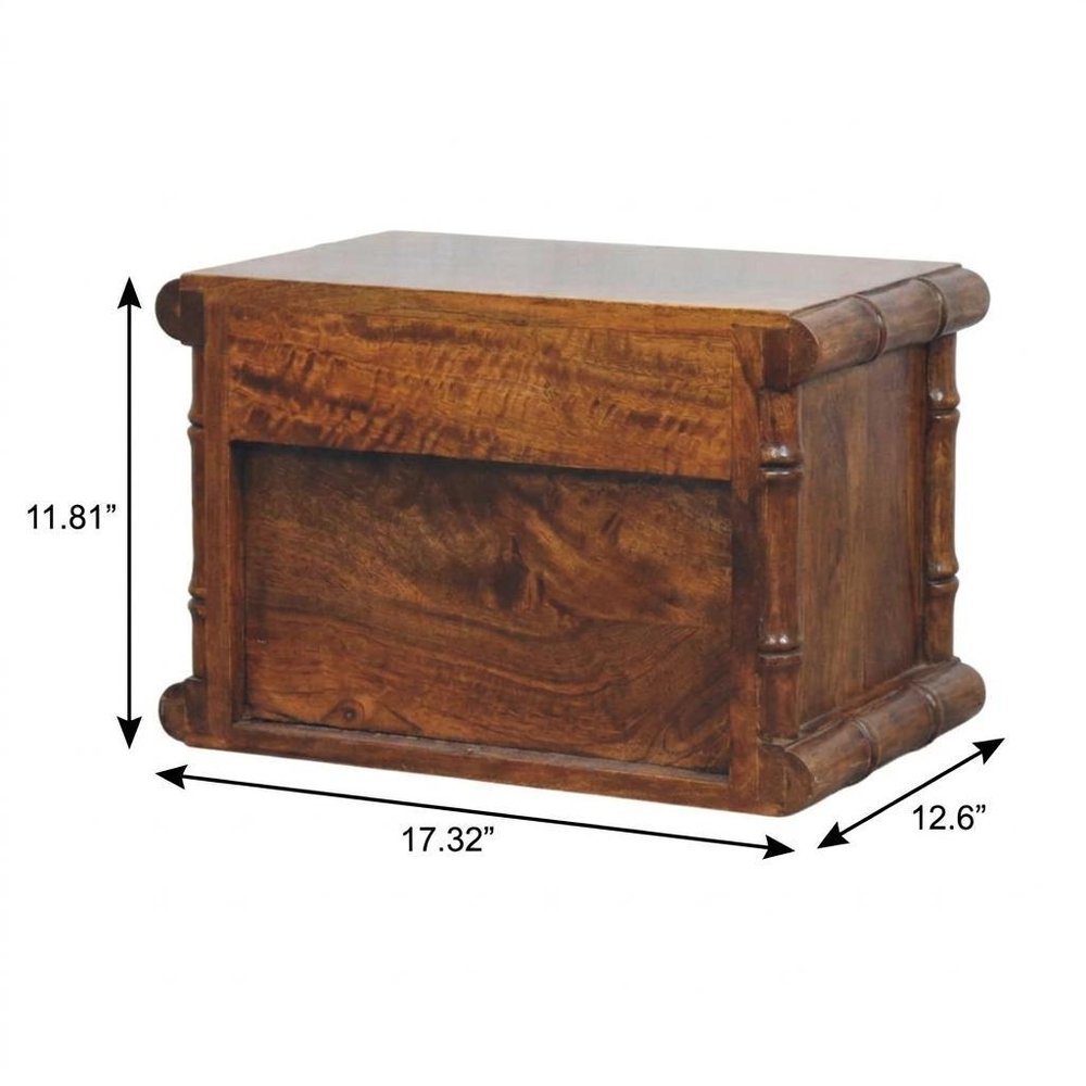 17" Chestnut Solid Wood Spindle One Drawer Floating Nightstand