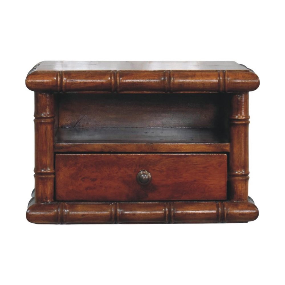 17" Chestnut Solid Wood Spindle One Drawer Floating Nightstand — view 1