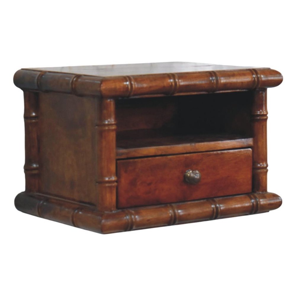 17" Chestnut Solid Wood Spindle One Drawer Floating Nightstand HomeRoots