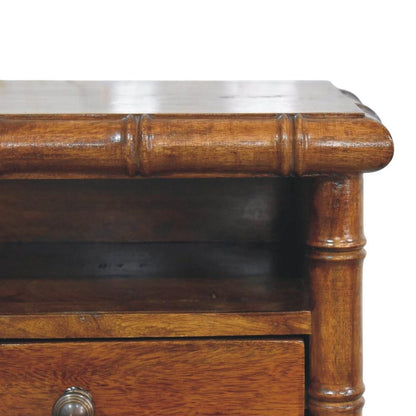 17" Chestnut Solid Wood Spindle One Drawer Floating Nightstand HomeRoots