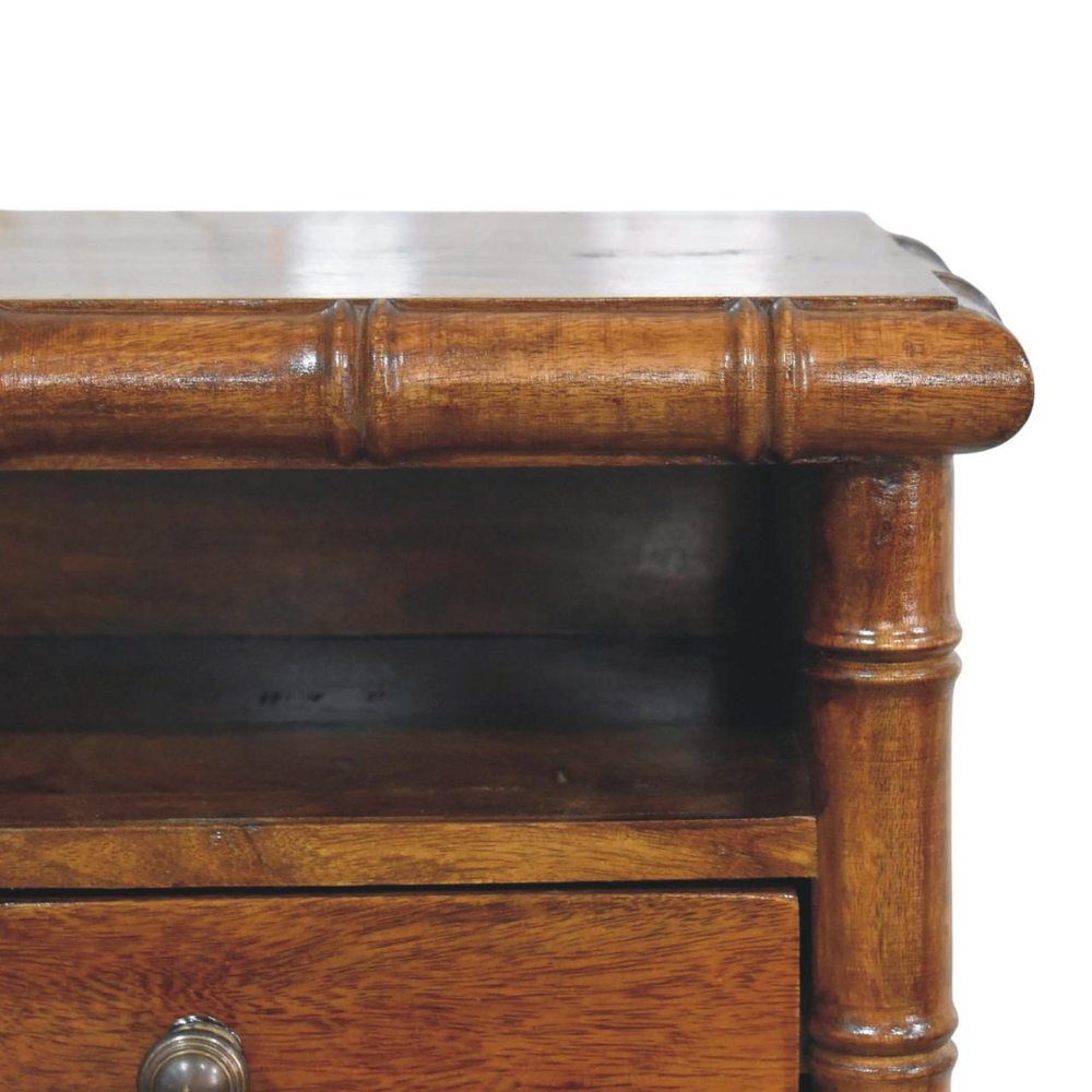17" Chestnut Solid Wood Spindle One Drawer Floating Nightstand