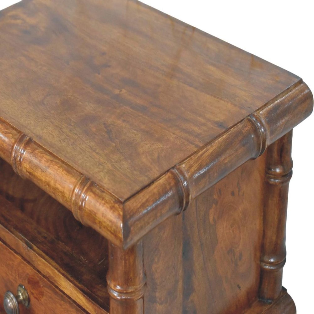 17" Chestnut Solid Wood Spindle One Drawer Floating Nightstand — view 5