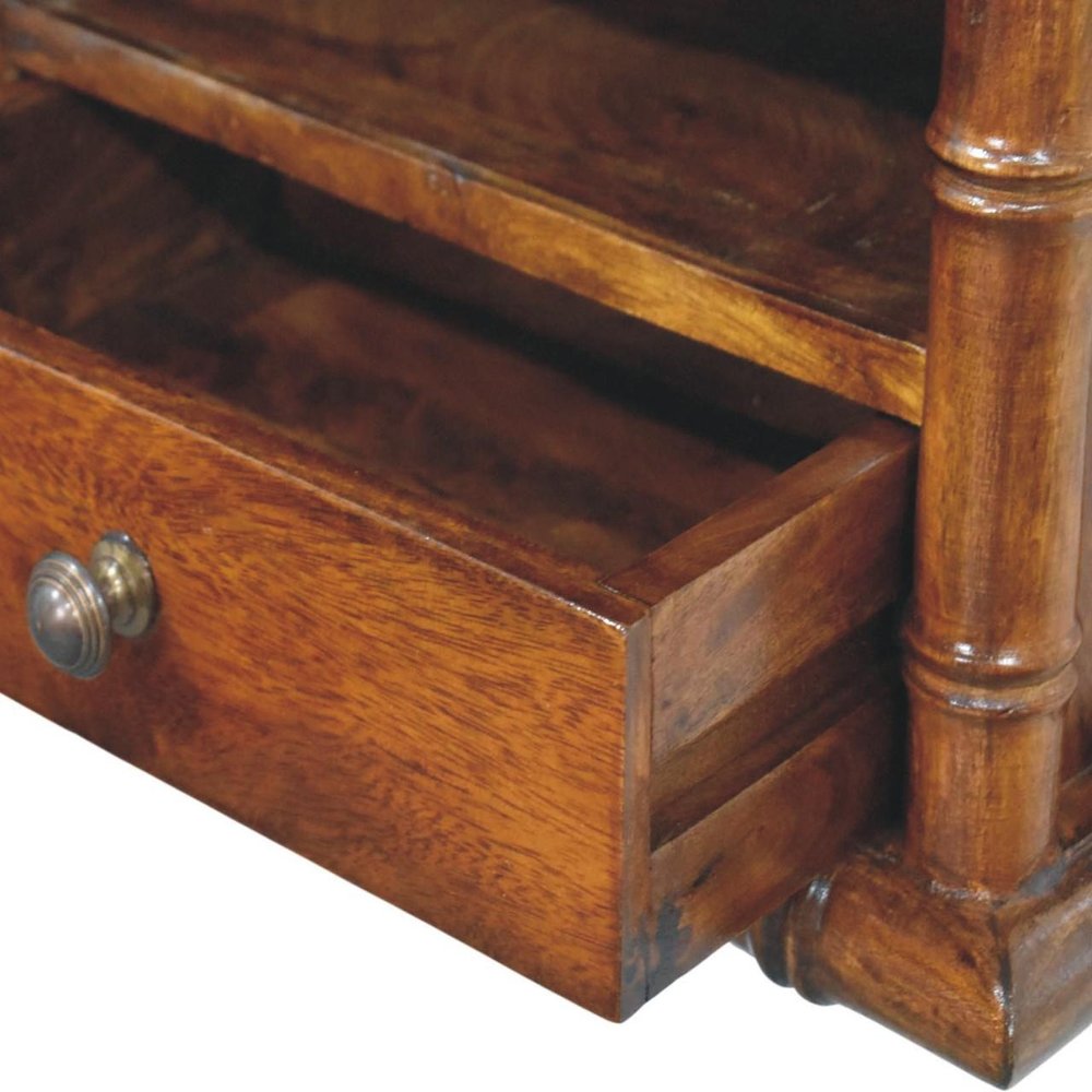 17" Chestnut Solid Wood Spindle One Drawer Floating Nightstand HomeRoots