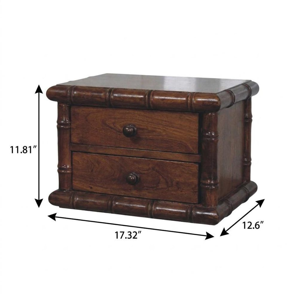 17" Chestnut Solid Wood Spindle Two Drawer Floating Nightstand — view 10