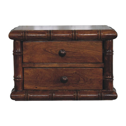 17" Chestnut Solid Wood Spindle Two Drawer Floating Nightstand HomeRoots