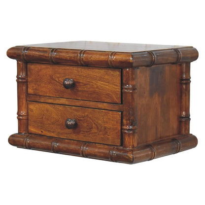 17" Chestnut Solid Wood Spindle Two Drawer Floating Nightstand HomeRoots