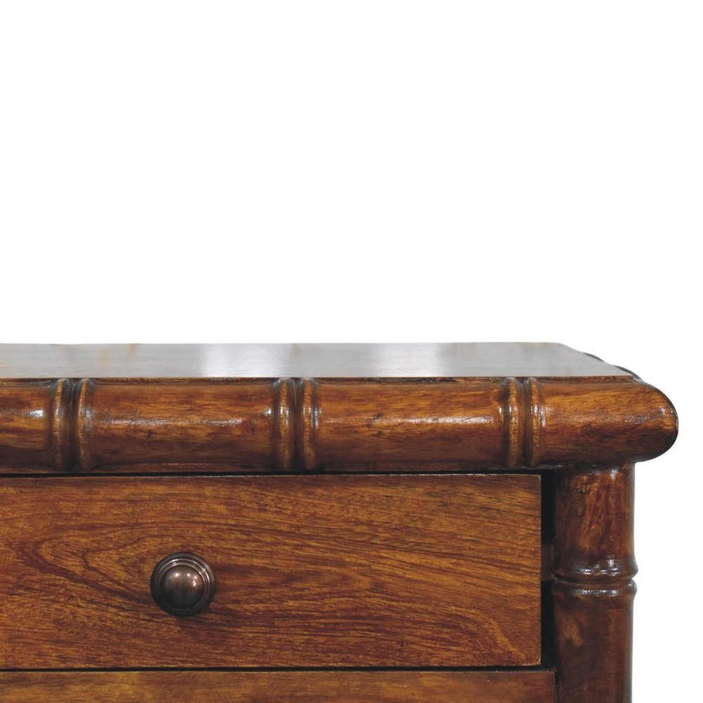 17" Chestnut Solid Wood Spindle Two Drawer Floating Nightstand