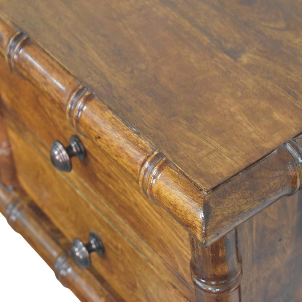 17" Chestnut Solid Wood Spindle Two Drawer Floating Nightstand — view 5
