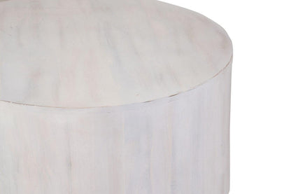 30" White Solid Wood Round Distressed Drum Coffee Table HomeRoots
