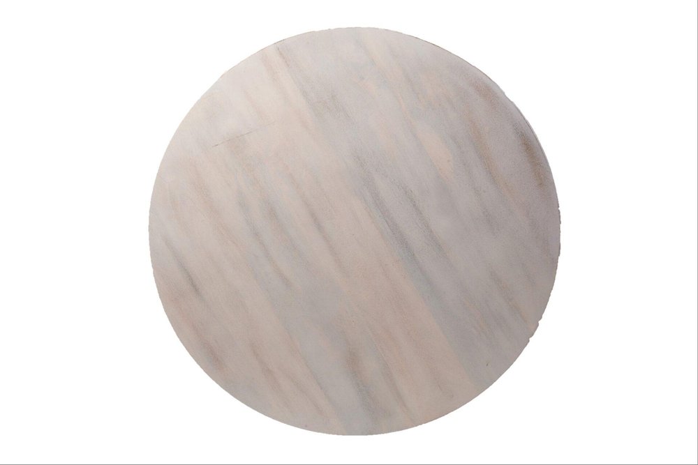 30" White Solid Wood Round Distressed Drum Coffee Table
