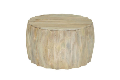 30" Natural Solid Wood Round Drum Coffee Table HomeRoots