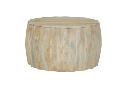 30" Natural Solid Wood Round Drum Coffee Table HomeRoots