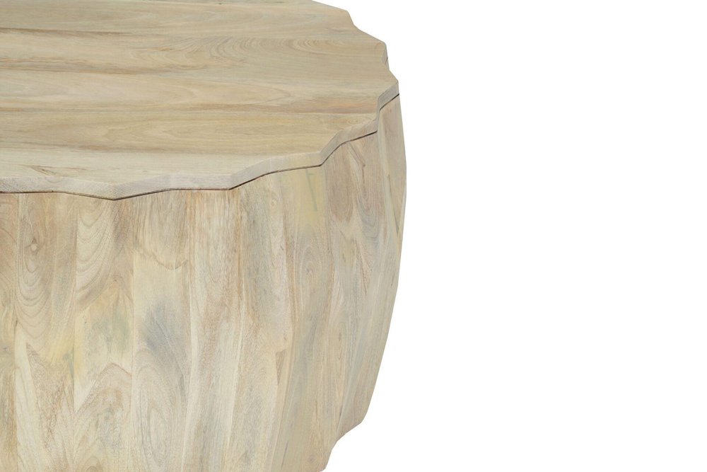 30" Natural Solid Wood Round Drum Coffee Table HomeRoots