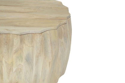 30" Natural Solid Wood Round Drum Coffee Table HomeRoots