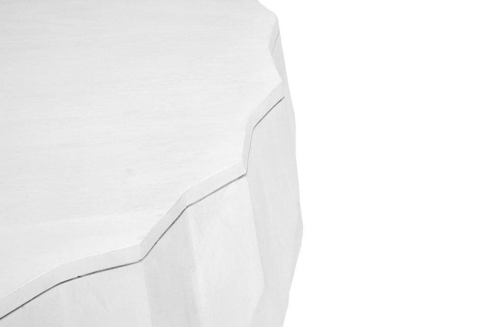 30" White Solid Wood Round Distressed Drum Coffee Table — view 6