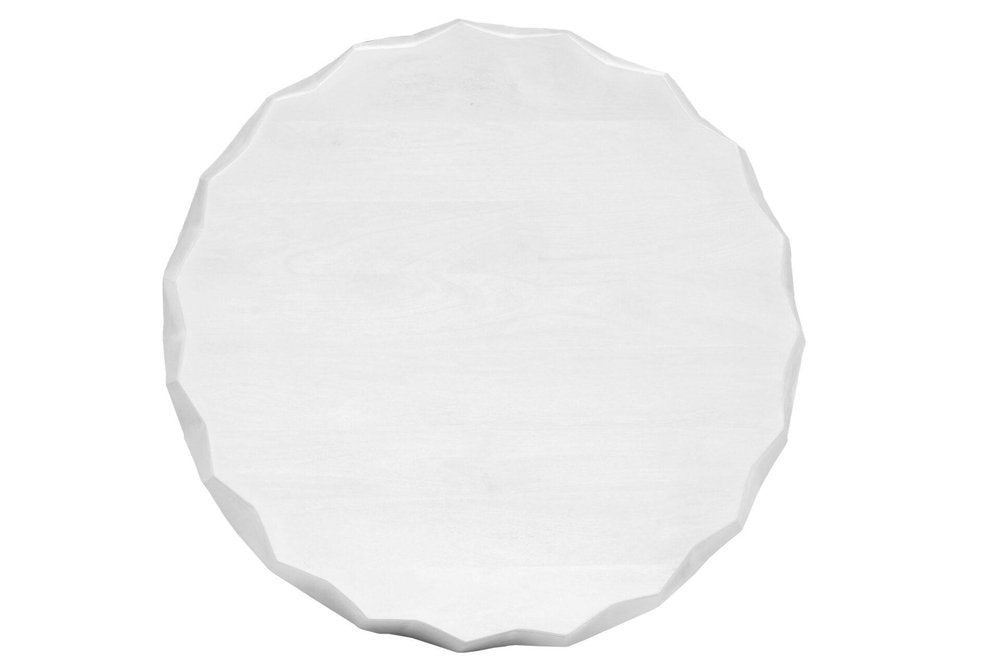 30" White Solid Wood Round Distressed Drum Coffee Table — view 3