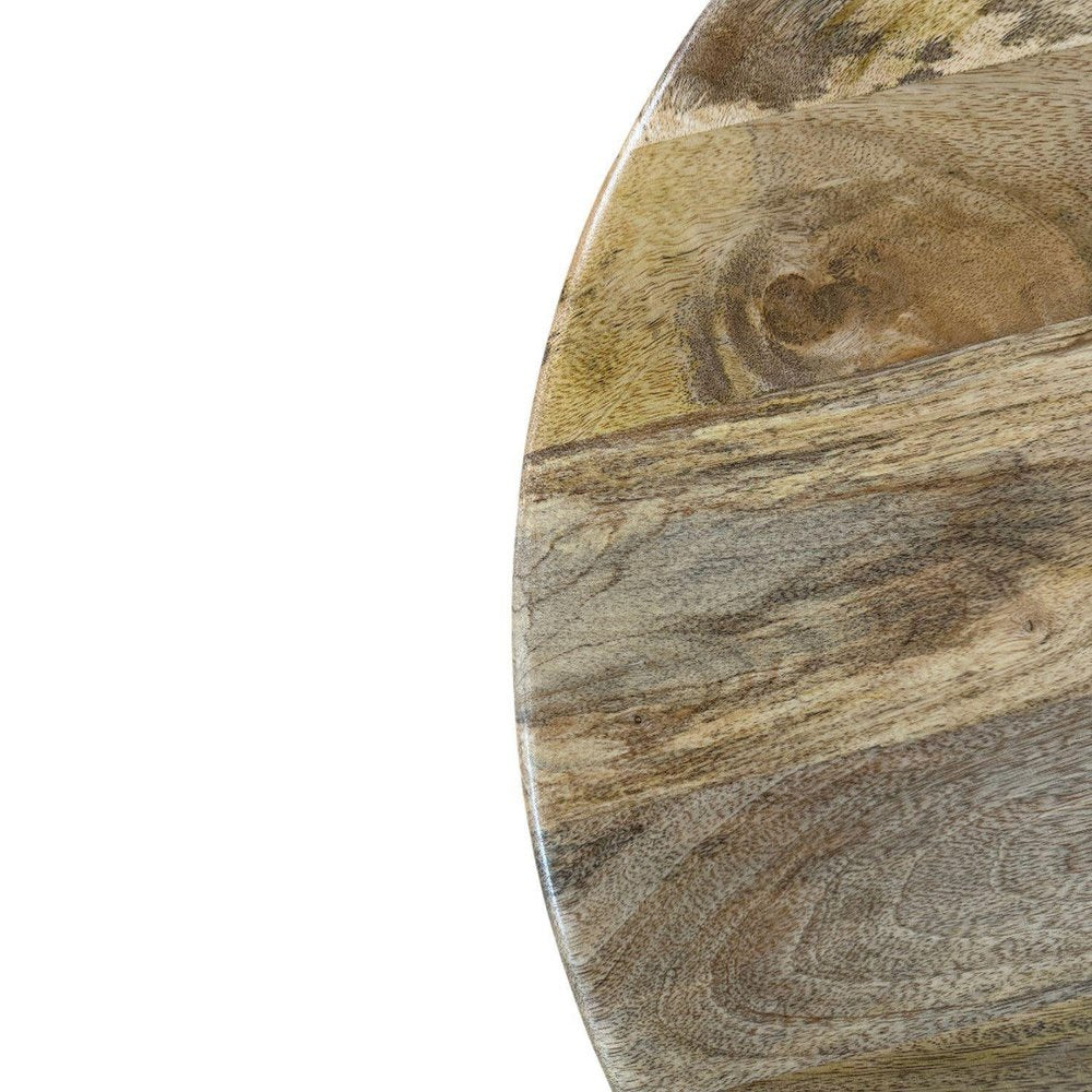 30" Chestnut Solid Wood Round Drum Coffee Table