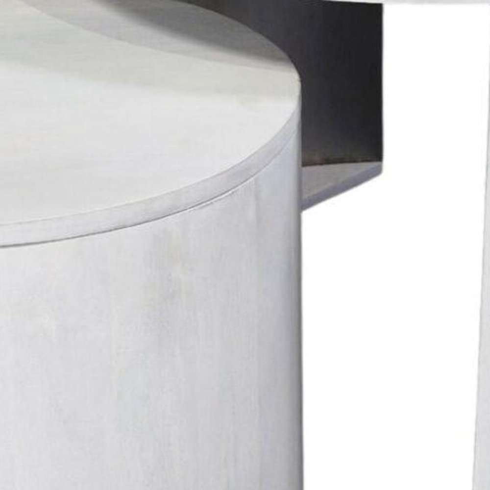 Set Of Two White Solid Wood Round Solid Nested Coffee Tables — view 9