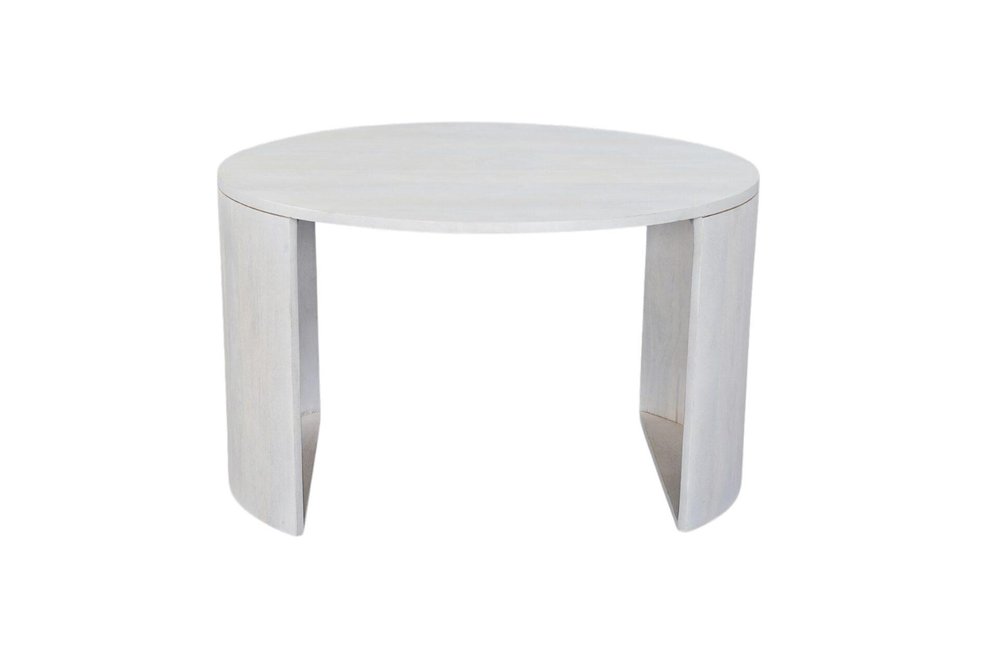 Set Of Two White Solid Wood Round Solid Nested Coffee Tables HomeRoots