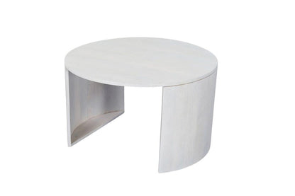 Set Of Two White Solid Wood Round Solid Nested Coffee Tables HomeRoots