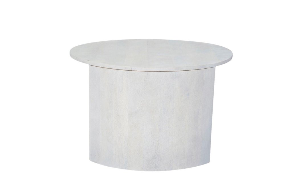 Set Of Two White Solid Wood Round Solid Nested Coffee Tables — view 6