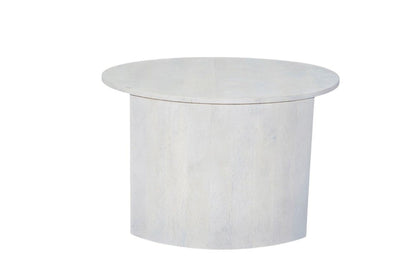 Set Of Two White Solid Wood Round Solid Nested Coffee Tables HomeRoots