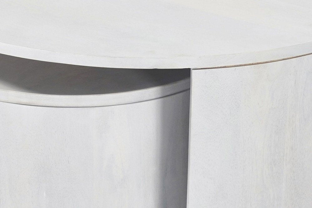 Set Of Two White Solid Wood Round Solid Nested Coffee Tables HomeRoots